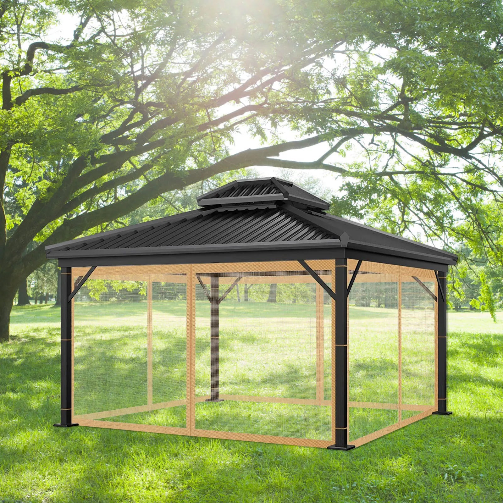 Mosquito Net for Gazebo Outdoor Canopy 
Insect Netting with Zipper on  Curtain for Garden Patio mesh