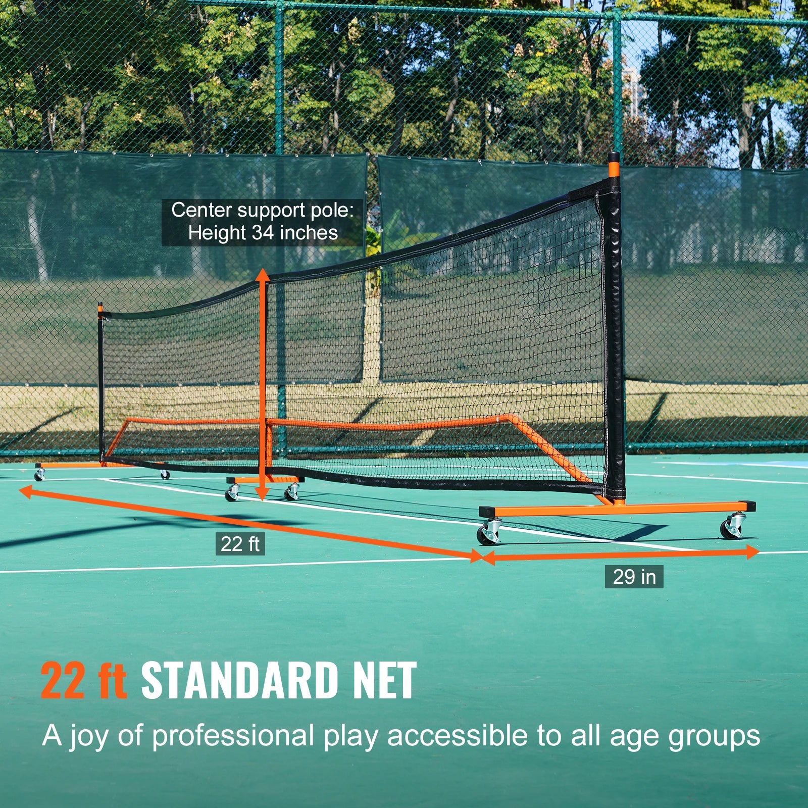 SucceBuy Portable Pickleball Net System
 22FT Full Court Official Regulation Size Pickle Ball Outdoor with Court Line