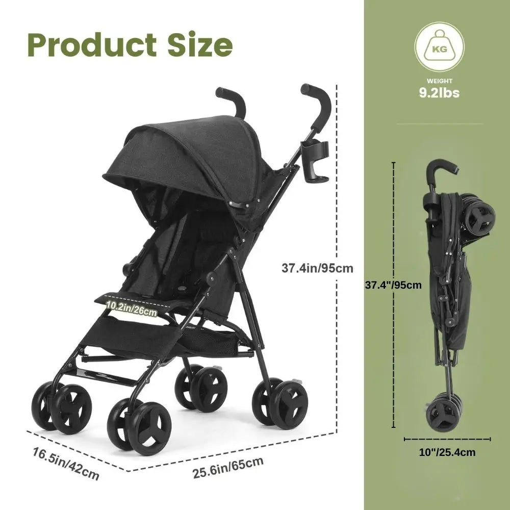 Umbrella Stroller, Lightweight Compact Foldable Baby Stroller 
for Travel, Easy One-Hand Fold, Multi-Position Canopy