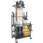 SucceBuy 16 Slots Garden Tool Organizer Yard Tool 
Tower Rack with Hooks Wheels 
Long-Handled Rake Stand Holder for Garage Storage