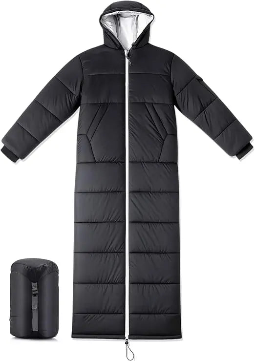 Adult Sleeping Bag with Sleeves and Hood, 74-Inch Long, 0
 Degree Cold Weather Insulated Sleeping Bag for Extreme Cold Weather