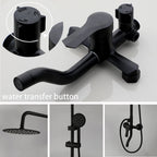 ZAPPO Matte Black Bathroom Shower Set 8 inch Rainfall , Wall Mounted 3-4 Function System & ABS Shelf