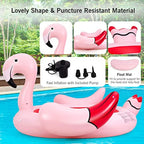 Giant Flamingo Pool Float,,  for 4-6 People . 
Inflatable Raft with Air Pump and 6 Cup Holders 
Pink Floating Island Toy for Adults