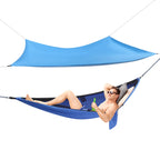 Blue Camping Hammock w/h Rain Fly Tarp Mosquito Net Tent Hammock for Backpacking and Travel