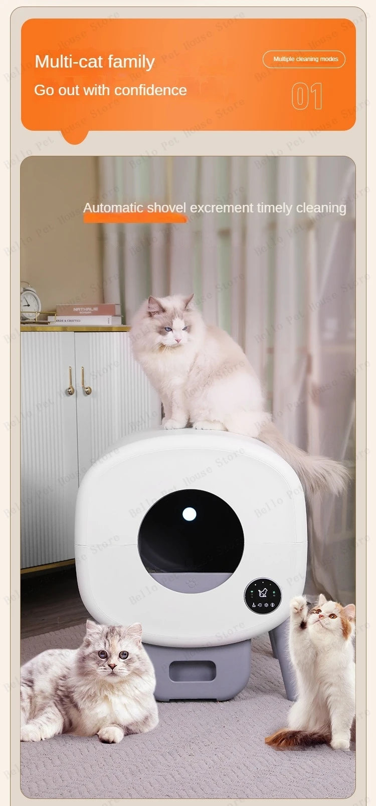 Automatic Smart Cat Toilet,   Electric Litter Box Can Be Remotely Controlled By App enclosed