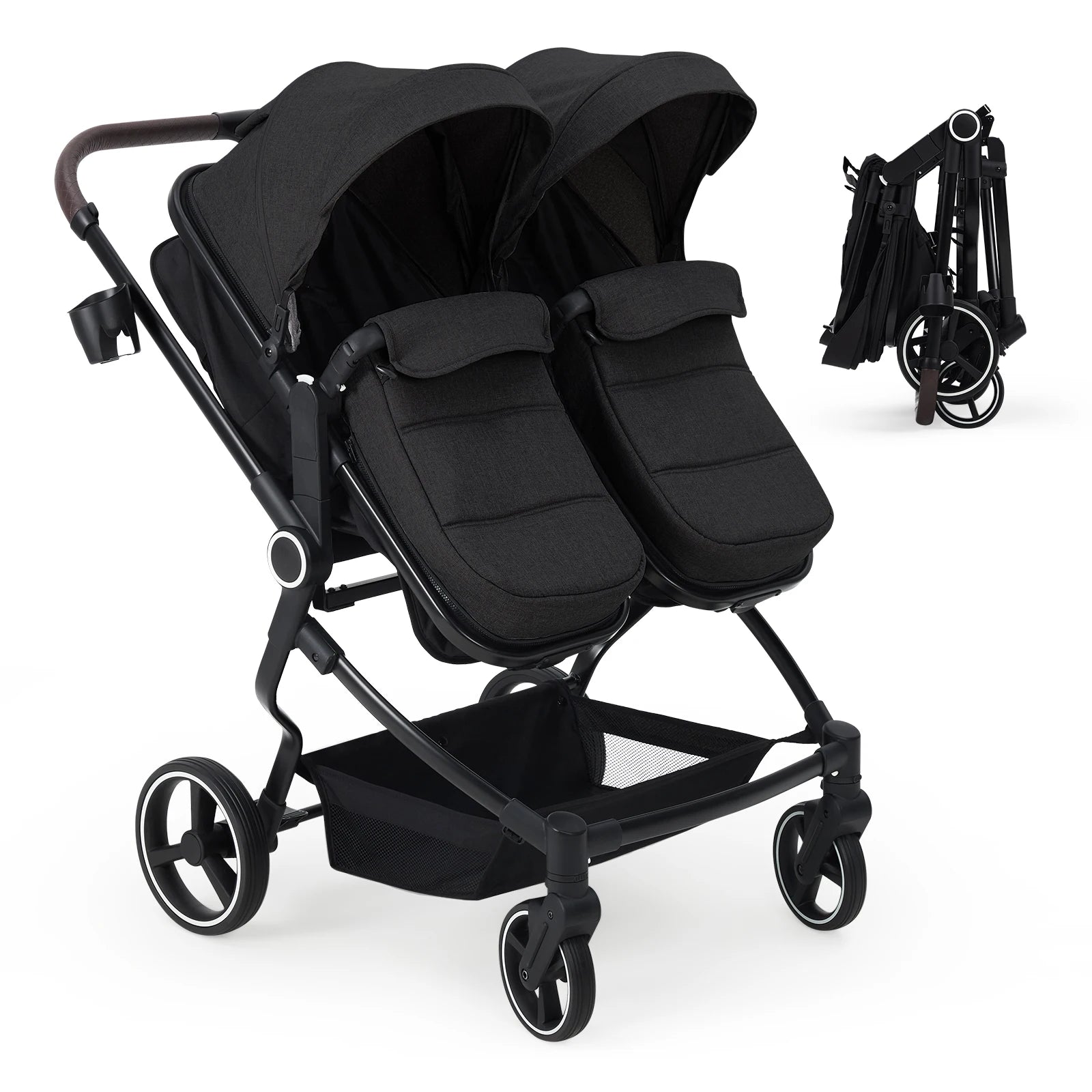 Double Stroller for Newborn and Toddler, 
 with Lightweight Compact Fold, Adjustable Cancline