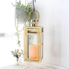 Stainless Steel Candle Holder Lantern
Gold Hanging  Metal Candlestick Light 
for Indoor -  Outdoor ,  Weddings, Parties, Home Decor