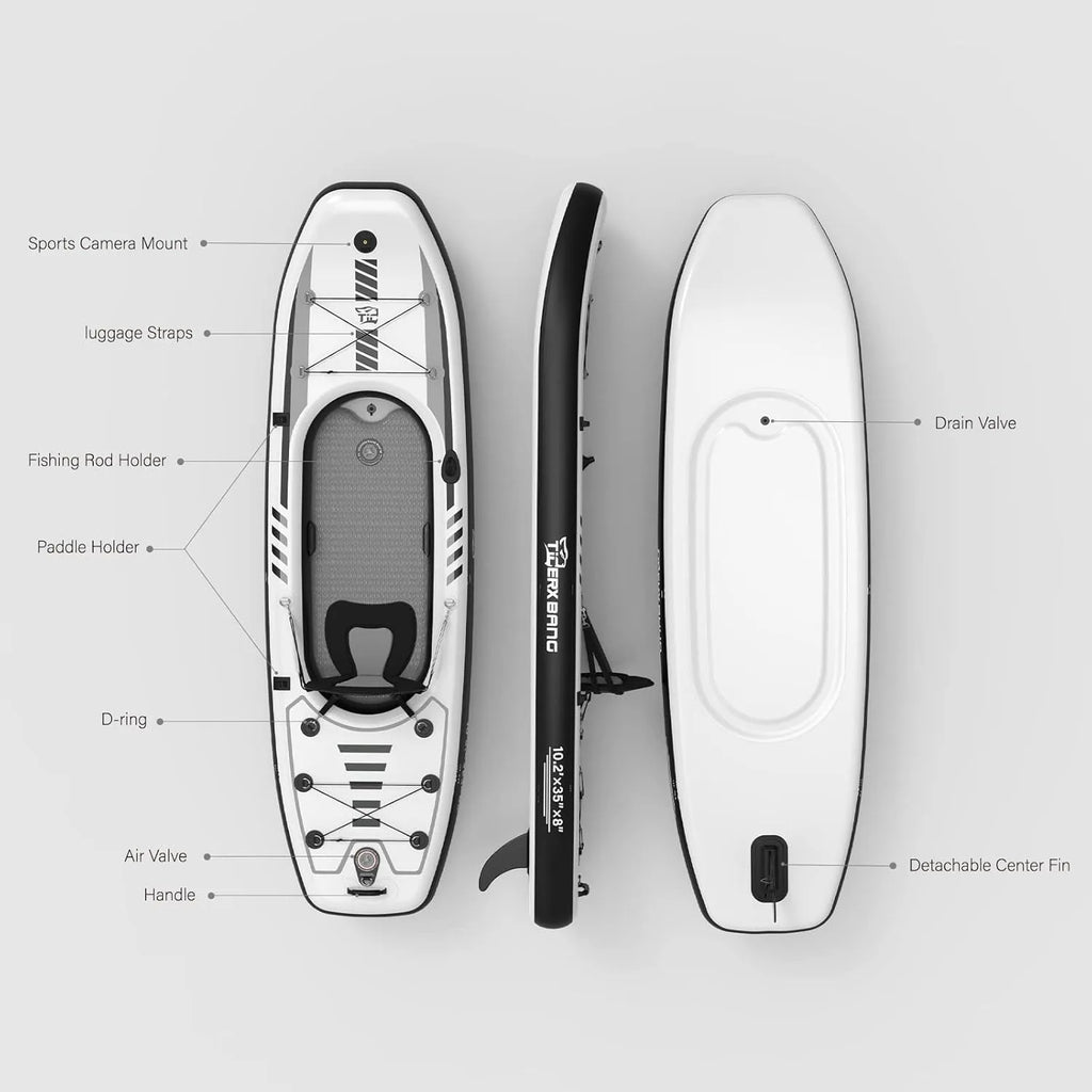 10.2'x35''x8'' Inflatable Kayak with Detachable Seat, SUP-
 Set Includes Hand Pump/Aluminum Oar/Backpack, Boat for Adults