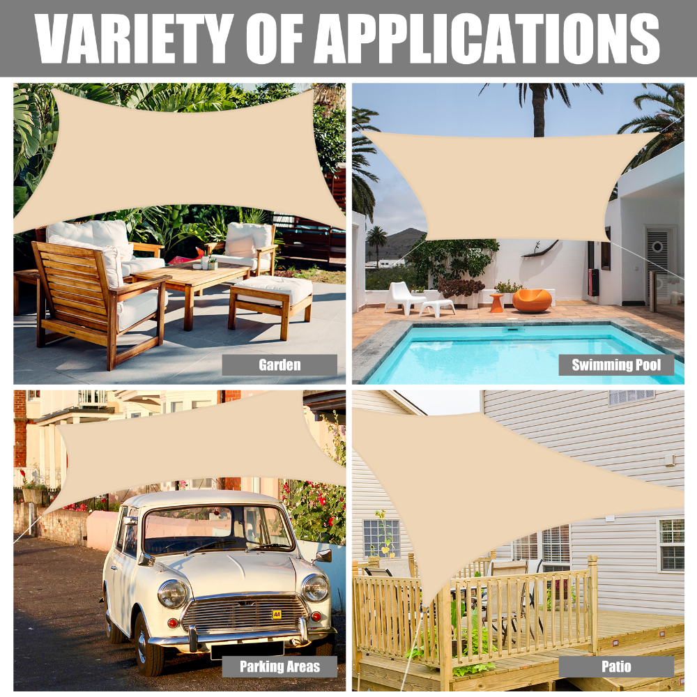 Sun Shade Sail Outdoor Canopy 6/5/4/3M UV Block Shade Cloth Sunscreen Awning with Free Ropes for Garden Patio Pool Cover Shelter