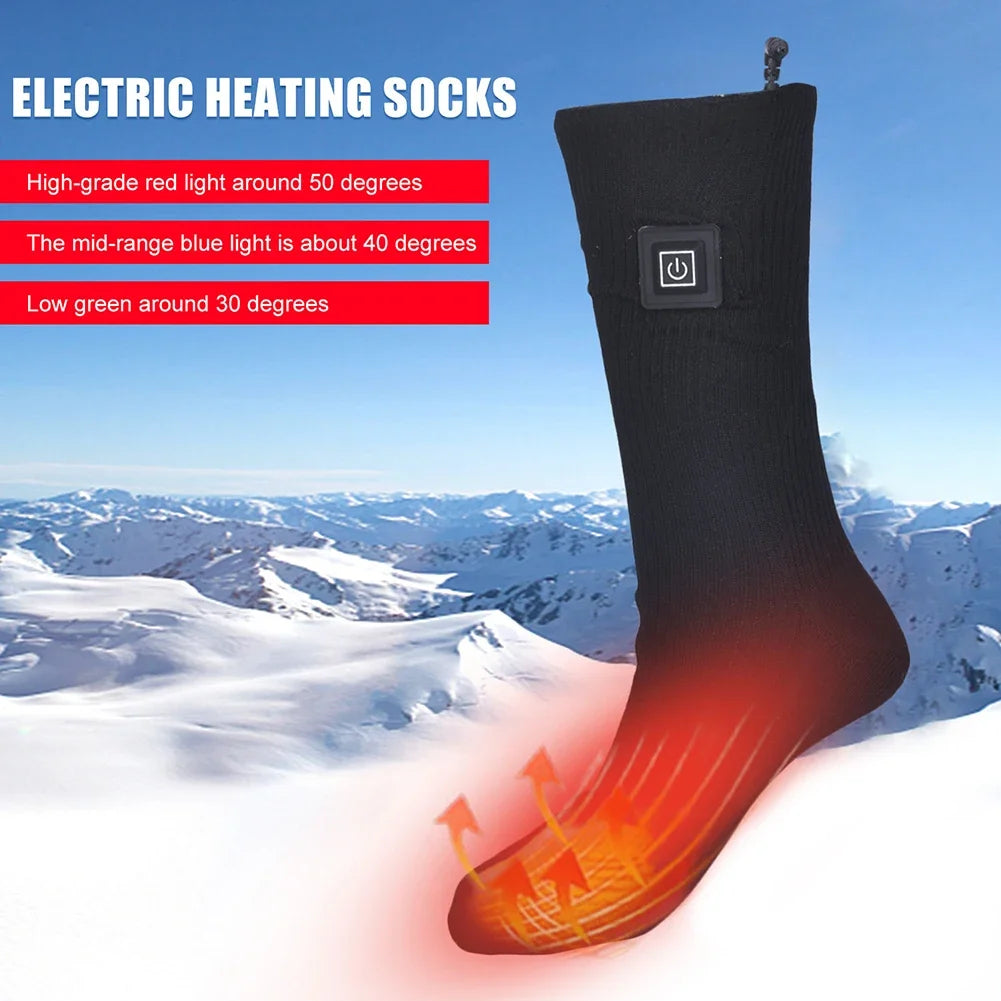 1Pair Winter Heated Socks Anti Slip 
Battery Powered 
Cold-Proof  Heating Warm Long Socks For Outdoor Skiing Hiking