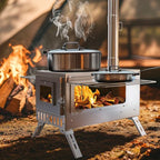 Hot Tent Stove,  , Portable Wood Stove with 6 Stainless Chimney Pipes for Outdoor Heating & Cooking