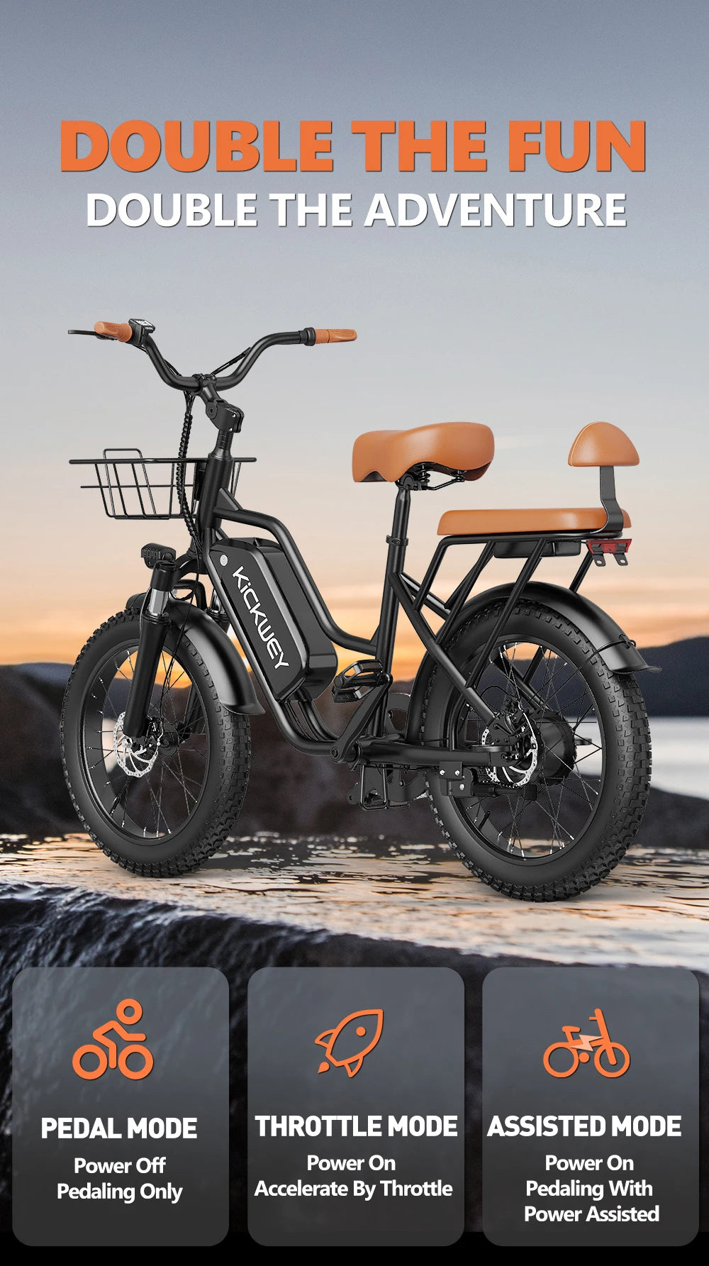 Kickwey LD20 Adult Electric Bike 1500w 32MPH 
48V20ah Mountain  20 Inch Fat Tire