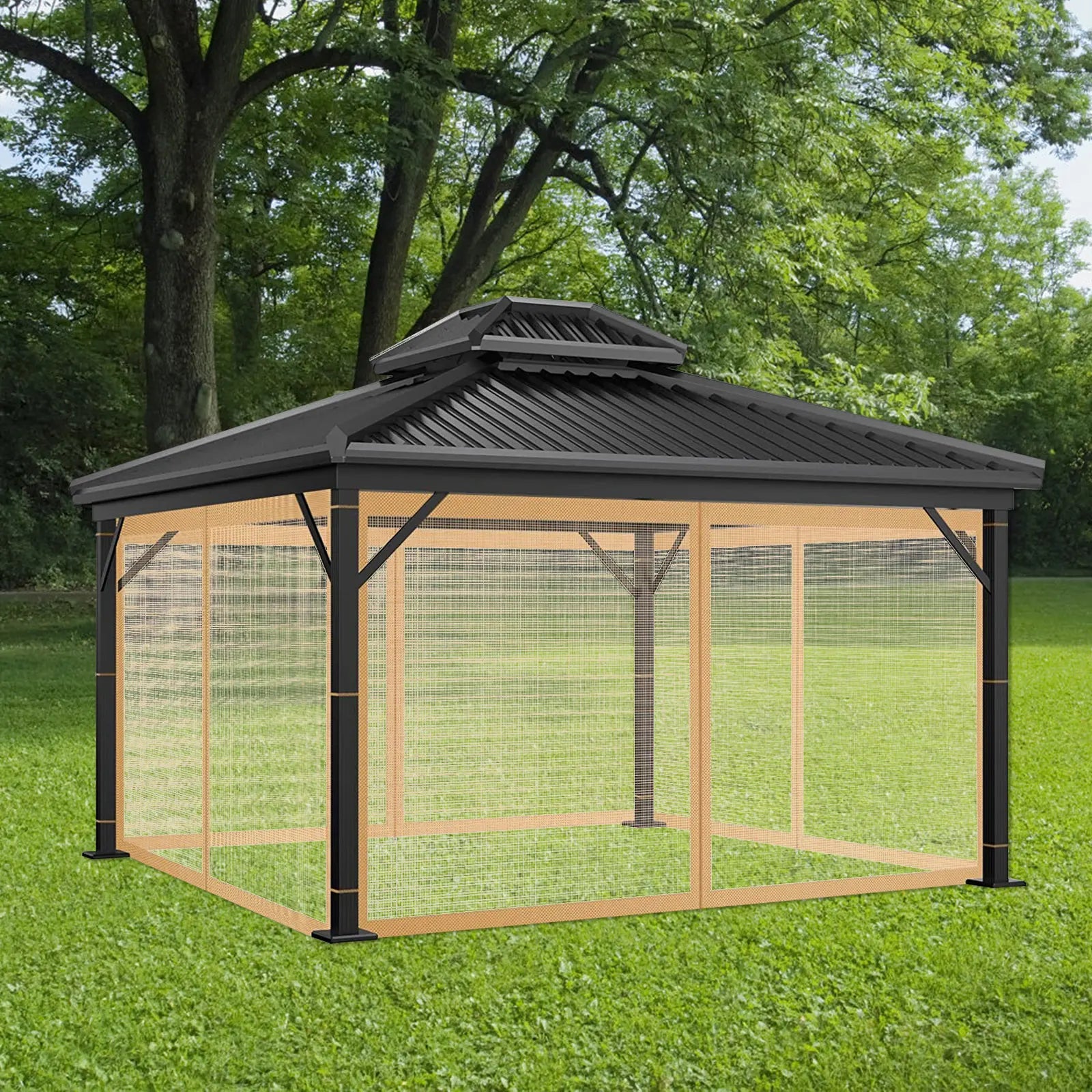 Mosquito Net for Gazebo Outdoor Canopy 
Insect Netting with Zipper on  Curtain for Garden Patio mesh