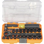 Klein Tools 65400KNECT KNECT Essential Pass Through Impact Socket Set, SAE and Metric, 90-Toot 3/8-Inch Drive, 28-Piece