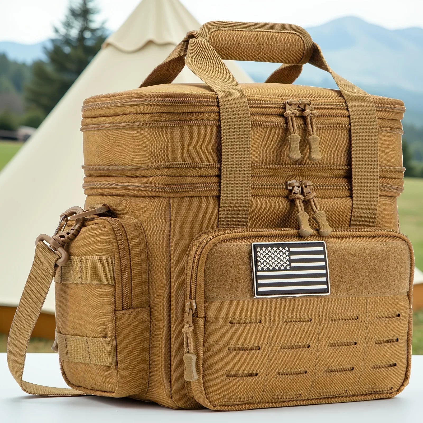 Lunch Box Expandable 18L 
Insulated Cooler Bag
 Leak Proof for Work, Camping,Picnics MOLLE Weave Strap