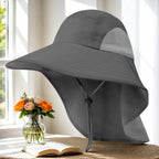 Summer 12CM Large Brim Sun Hat . 
Men Women Breathable Fishing Cap
Sun UV Protection Mesh Fisherman Hiking, Beach