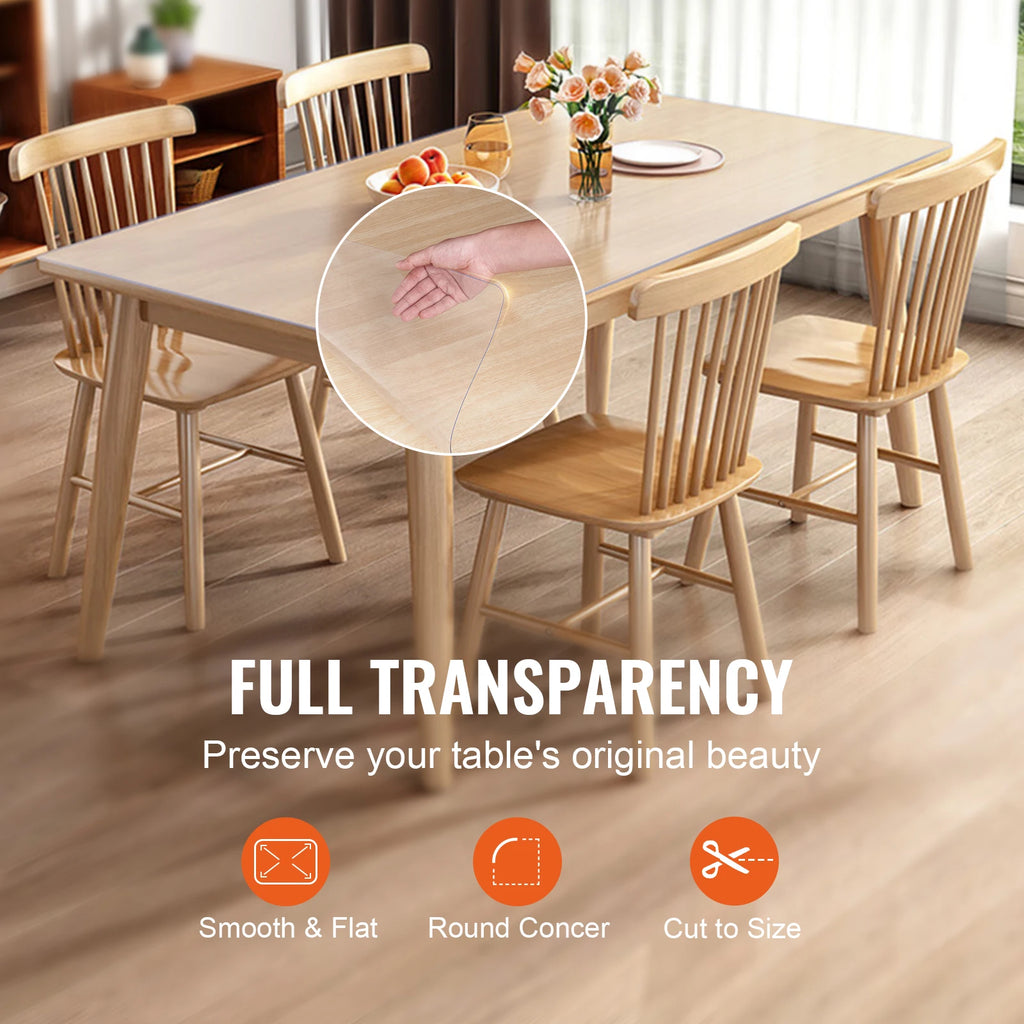 SucceBuy PVC Tablecloth Transparent Table Cloth 
1.5mm Waterproof Kitchen Oil-Proof 
Table Mat Plastic Soft Glass Protector Cover