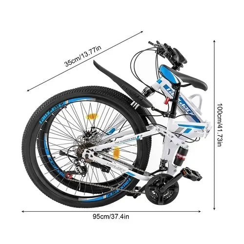 26" Foldable Mountain Bike for Men - 
21-Speed All-Terrain Commuter with Dual Disc Brakes