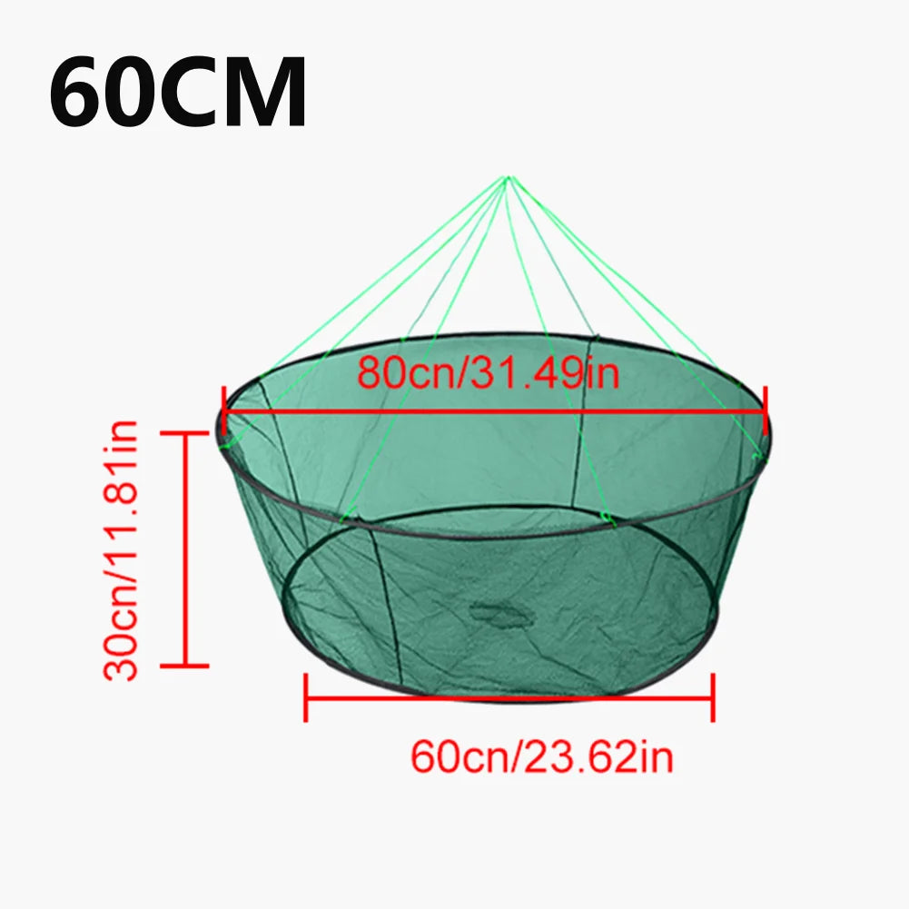 Portable Foldable Fish Net 
Folded  Mesh.   Baits Trap Cast,  Crab , Shrimp , Cage