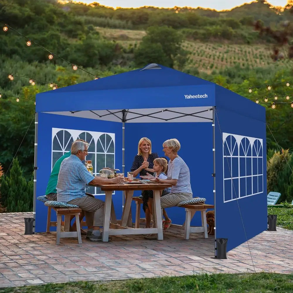 10x10 Heavy-Duty Blue Outdoor Event Tent with 4 Sides, 
One-Push Setup, 
and Roller Bag , for Parties & Weddings & Special Events Fairs, Road Side Shade