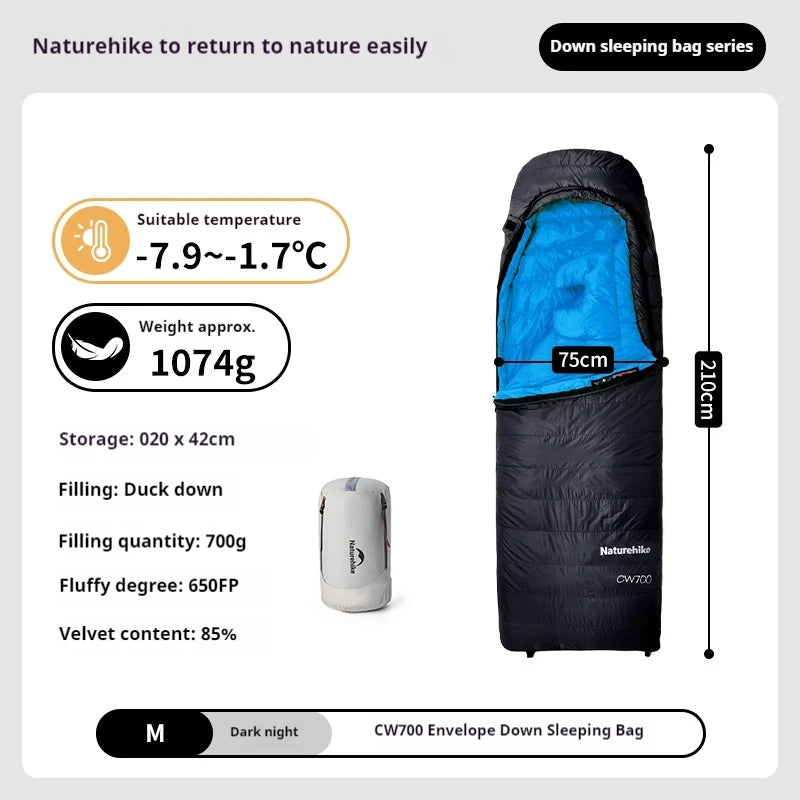 Naturehike Outdoor Down Sleeping Bag Duck Down 
Winter Ultralight Camping Portable Warm Envelope 650FP Adult
