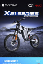 EKX X21 Max Electric cycle
3000W Brushless Gearless Motors
 60V30AH Lithium Battery Speed 85Kmh Adult Off Road Ebike