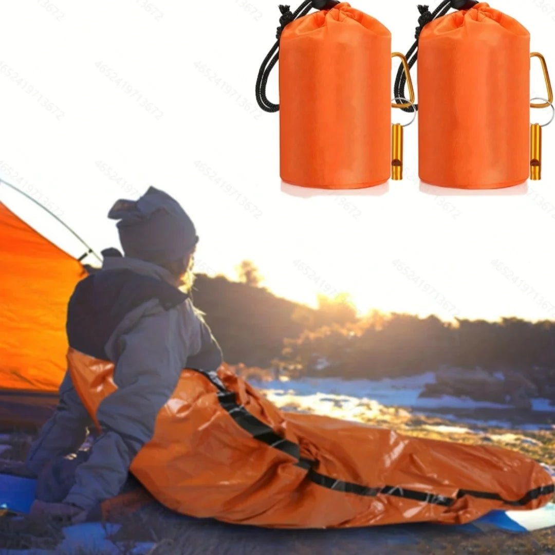 Compact & Lightweight Emergency Thermal Sleeping Bag -
Waterproof, Mylar - Enhanced for Outdoor Camping, EDC & First Aid Rescue