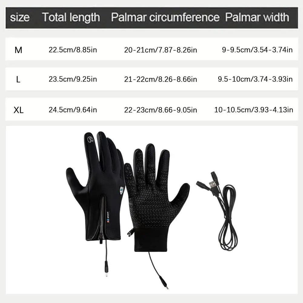 Rechargeable Heated Gloves Rechargeable Hand Warming Gloves Non-Slip Winter Gloves With Zipper Design Ice Fishing Gear For Men