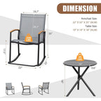 3 Piece Outdoor Rocking Bistro Set . 
Textilene Fabric , Small  table 
Patio Furniture Set , for Front Porch