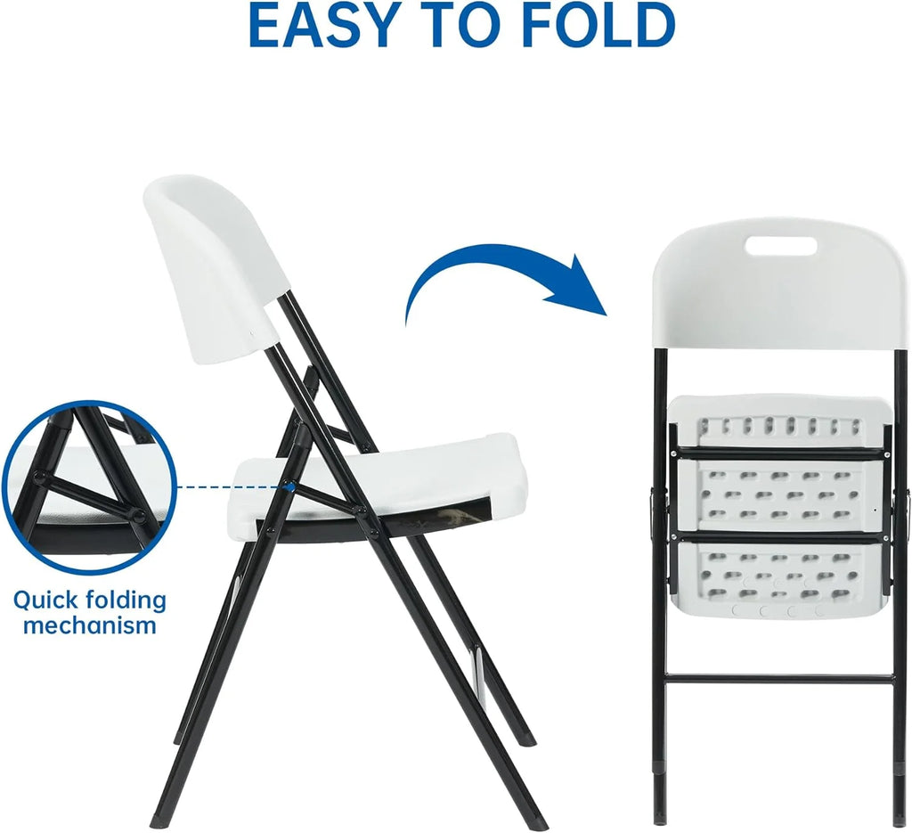 10 Pack Thicker 800 LBS White Folding Chairs, Commercial Grade for Events
