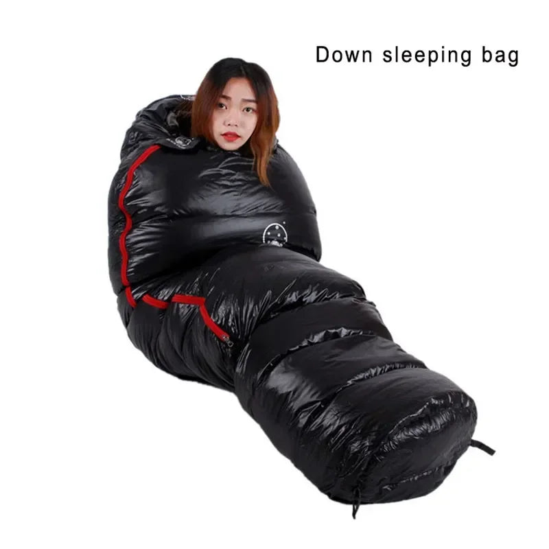 Very Warm White Goose Down Filled Adult Mummy Style Sleeping Bag 
Fit for Winter Thermal 4 Kinds of Thickness Camping Travel