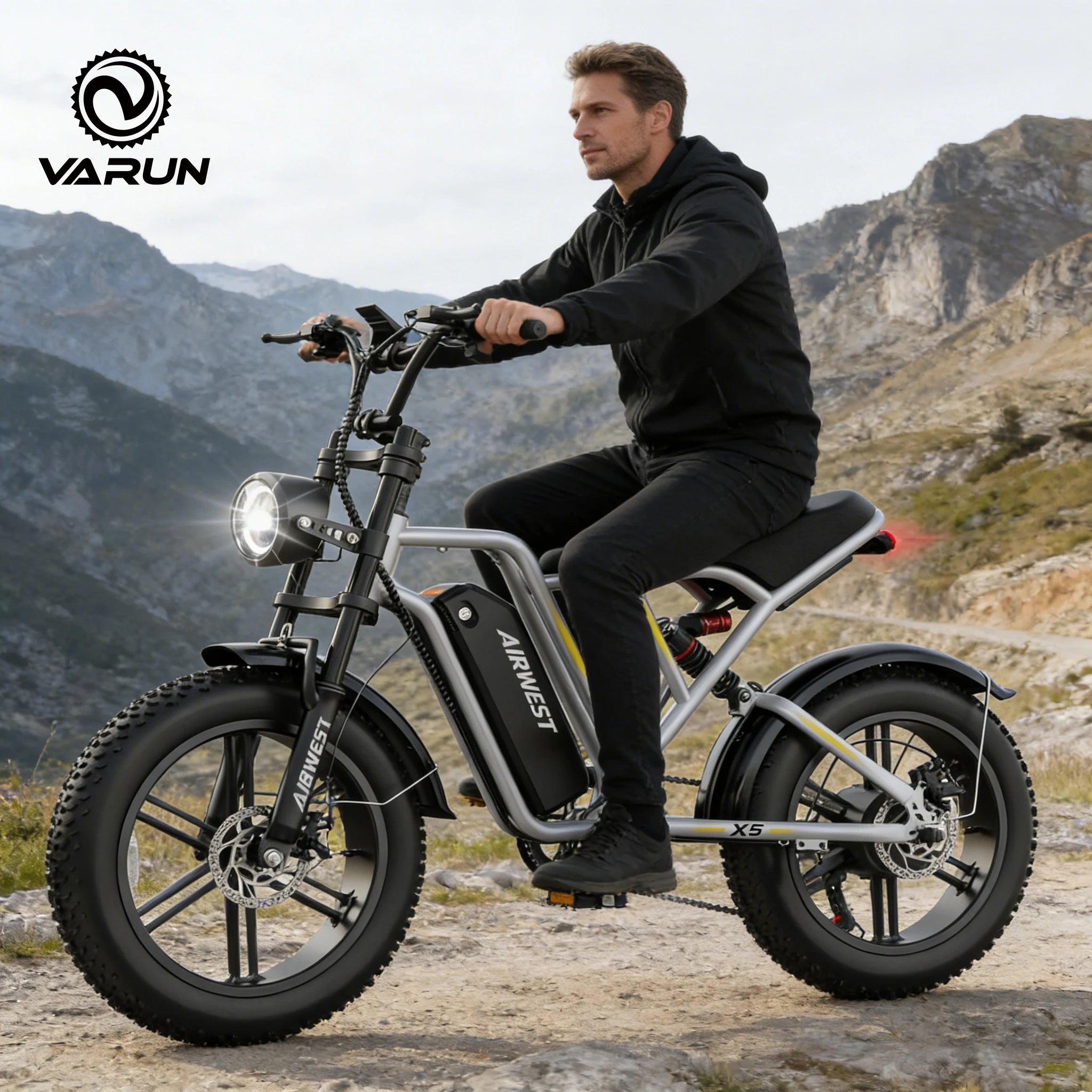Airwest X5 Adult Electric Bike, 
750W Peak Power, 48V 13Ah Battery, 
20“*4 Fat Tire Ebike, 28MPH, UL 2849, 1 Year Warranty