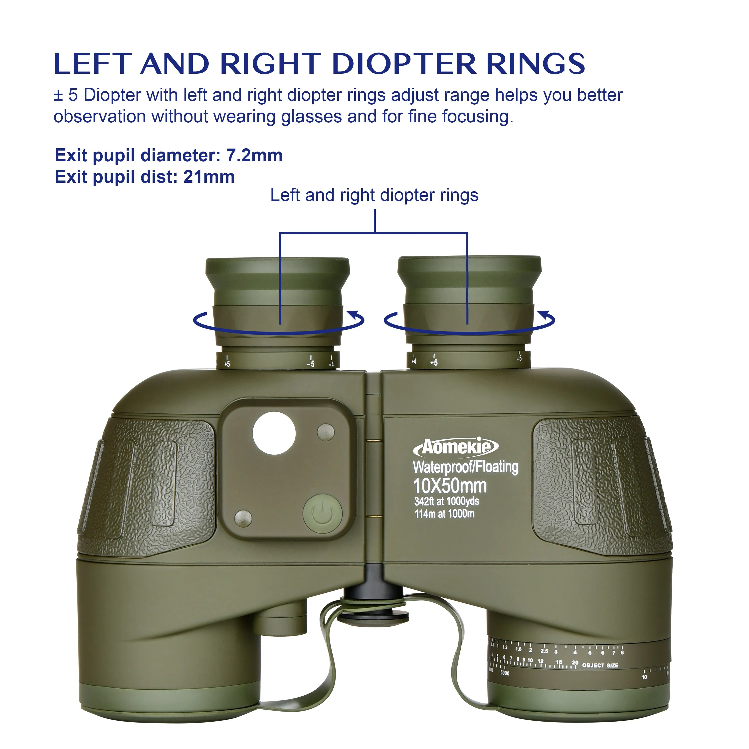 10X50 HD Marine Binoculars with Rangefinder Compass 
BAK4 Prism 50mm FMC Lens 
Waterproof for Outdoor Hunting -  Boating -  Camping