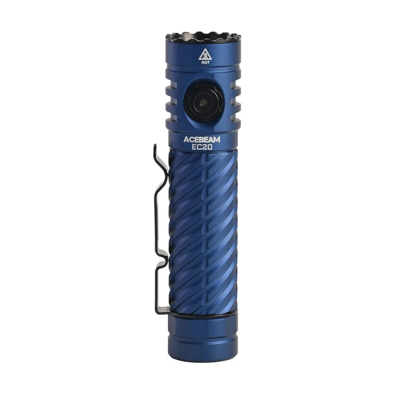 ACEBEAM EC20 new released Led flashlight
EDC LUXEON HL4X Leds 2800 lumens 
340 meters 18650 battery multi-color auxiliary lights