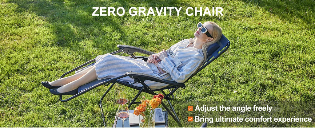 Zero Gravity Set of 2 Portable Recliners
Camping ,Patio , Outdoor Garden Lounge Chair with Cup Holder ,Trays & Adjustable Pillow