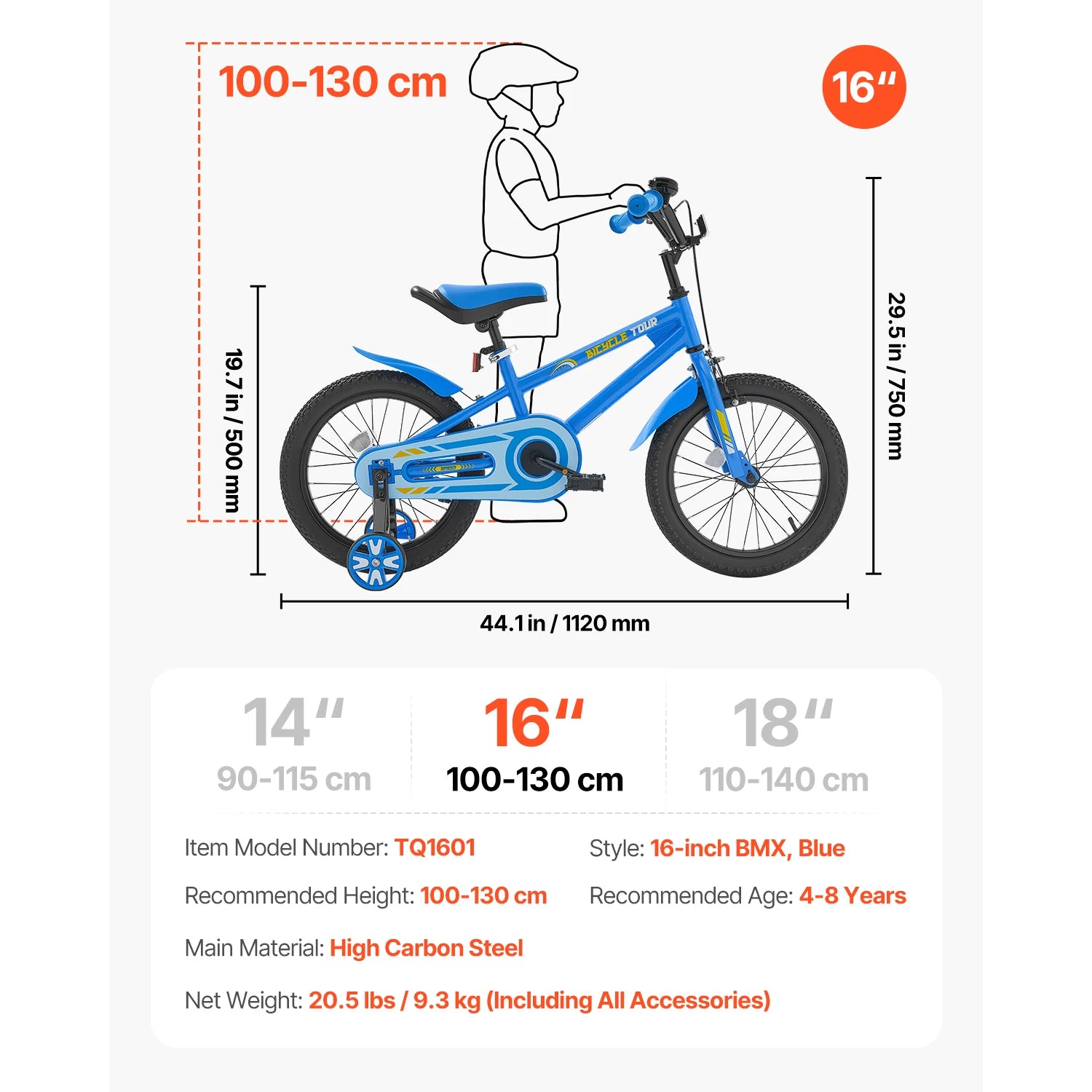 SucceBuy 14/16/18in Kids Bike BMX Style Children 
Bicycle with Training Wheels Toddler Bike for Boys & Girls Learning to Ride