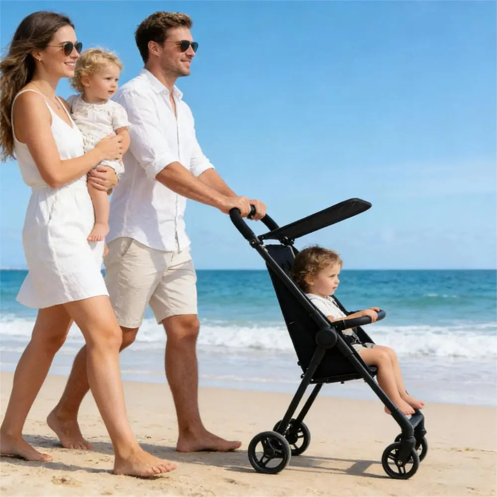 LIGHTWEIGHT STROLLER, 5-POINT HARNESS & ONE-HAND FOLD - Compact Travel Baby Pushchair with Canopy, All-Terrain Wheels