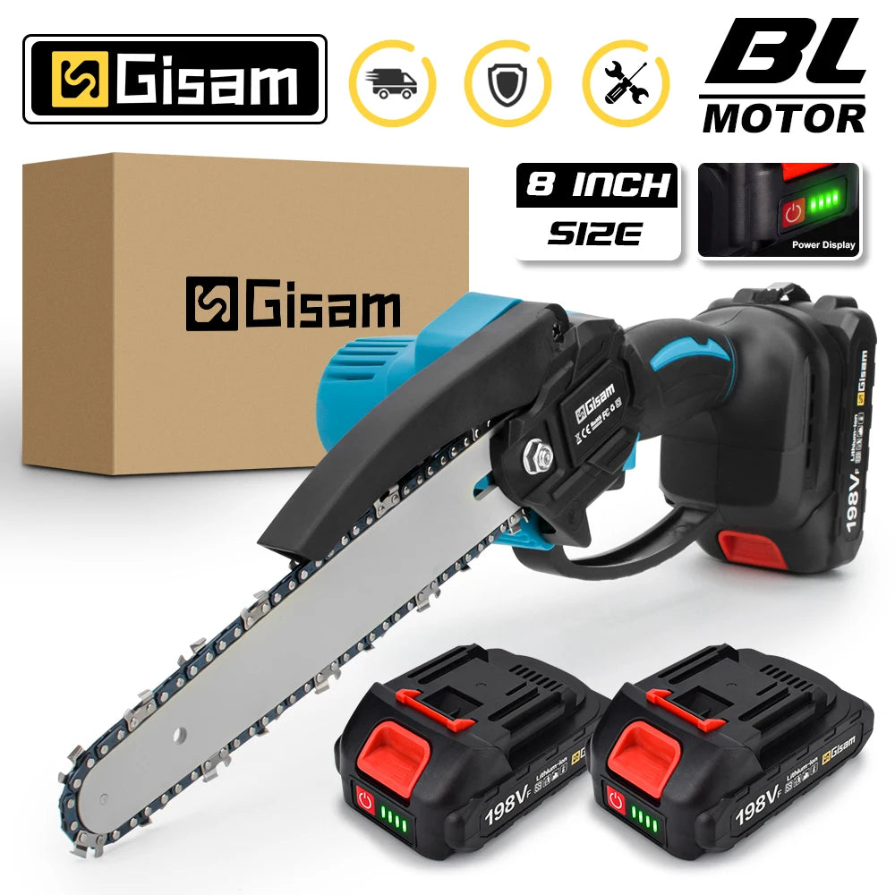 Gisam 8 Inch Brushless Electric Chainsaw
 Cordless Electric Saw Woodworking  
Cutting Tool Compatible with Makita 18v Battery Pin