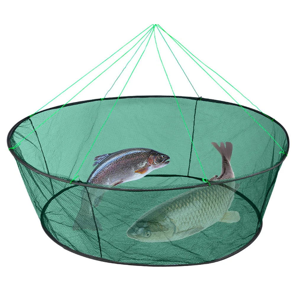 Portable Foldable Fish Net 
Folded  Mesh.   Baits Trap Cast,  Crab , Shrimp , Cage