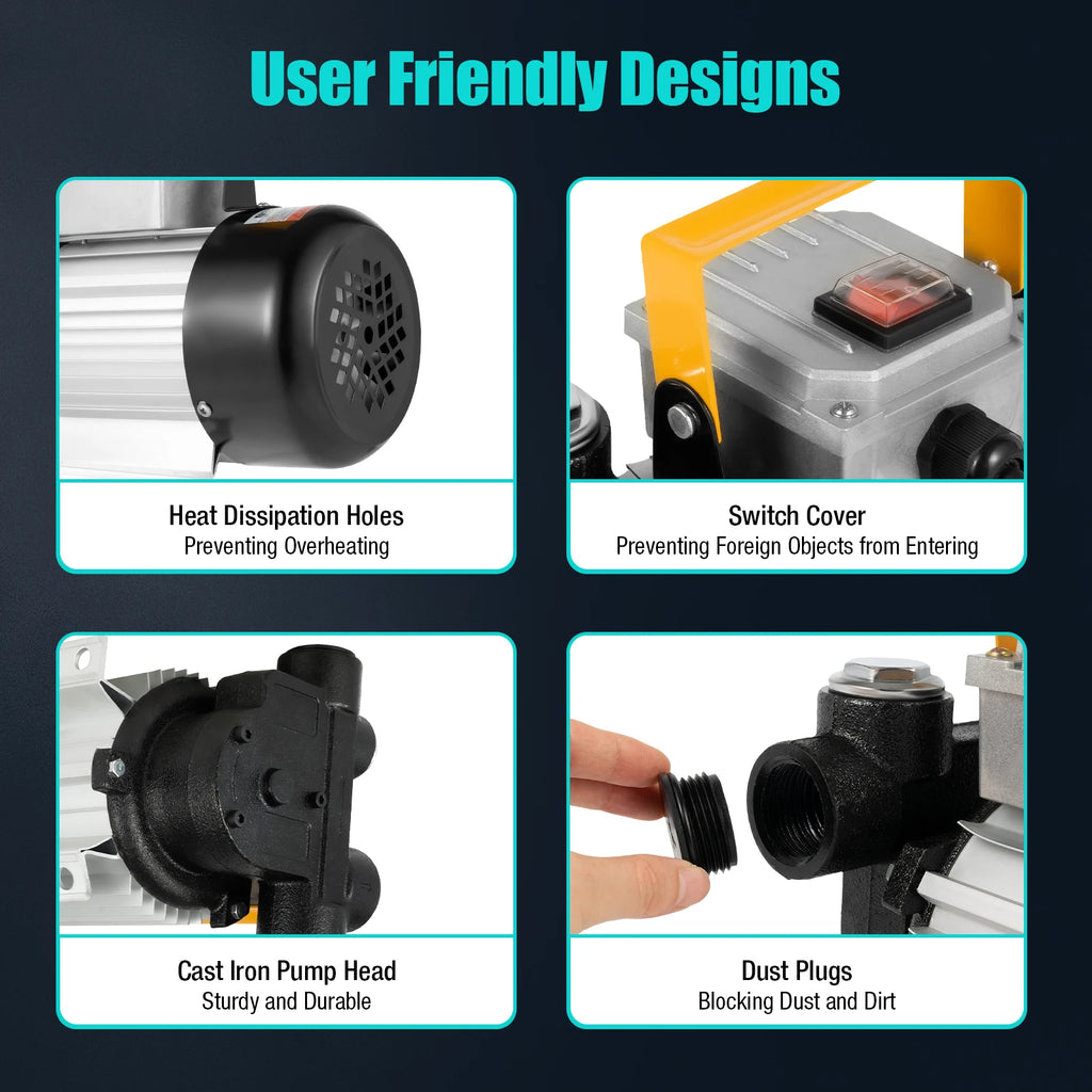 16GPM Commercial Electric Oil Pump Self Priming Transfer Fuel 
60L/Min 110V   550W 30*20*20cm/ 11.8*7.9*7.9 In