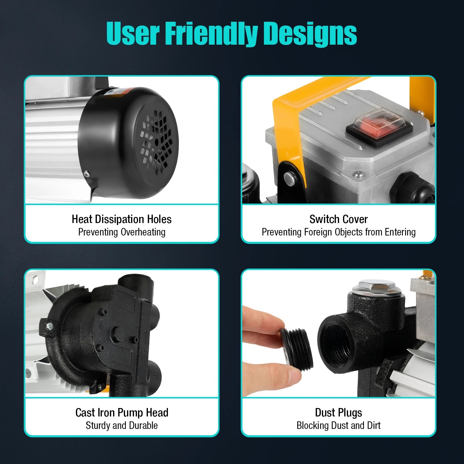 16GPM Commercial Electric Oil Pump Self Priming Transfer Fuel 
60L/Min 110V   550W 30*20*20cm/ 11.8*7.9*7.9 In