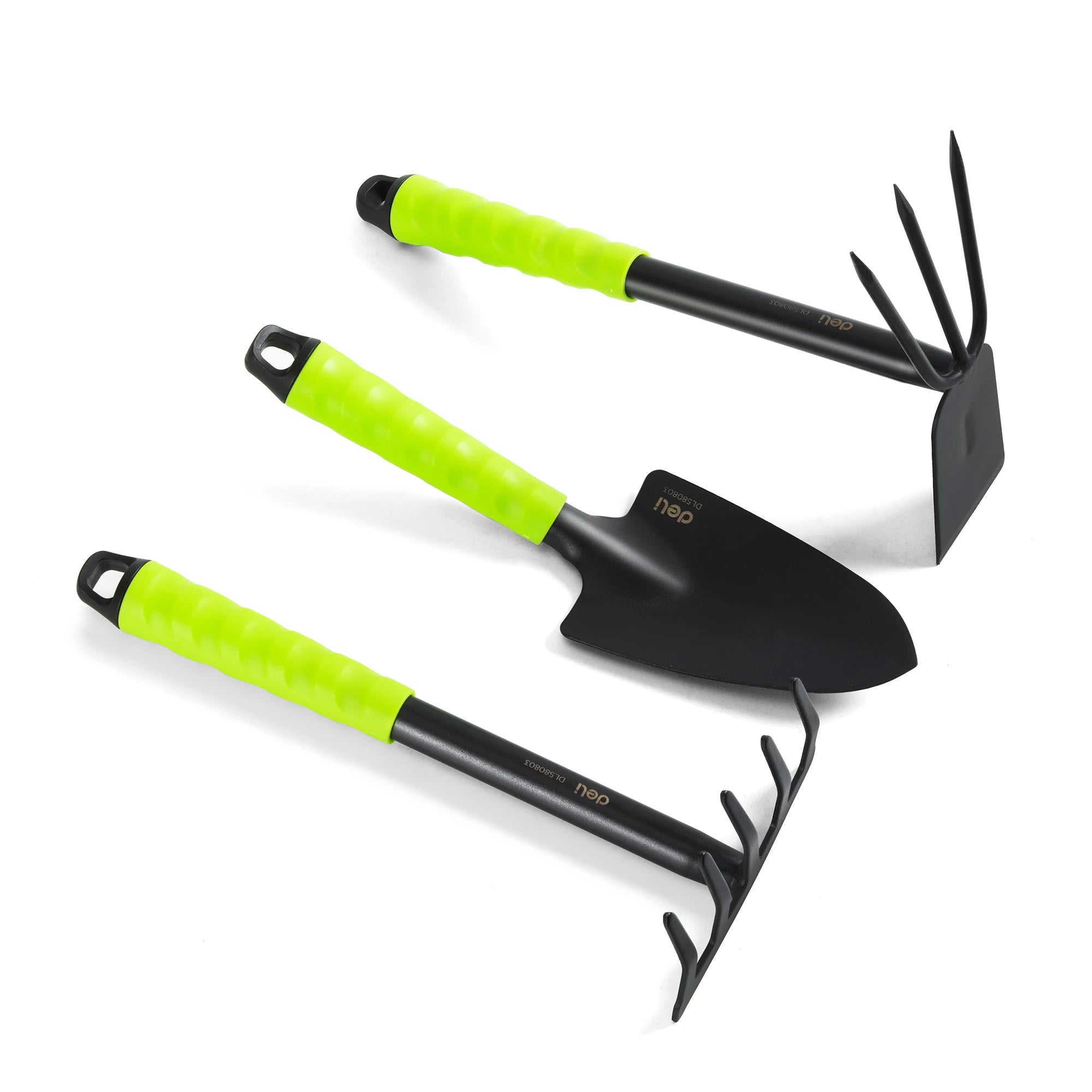 Deli Garden  Set 3 Piece Heavy Duty Gardening Hand Tools Kit 
with Hand Trowel,Hoe and Rake, Delicate Gift for Planting