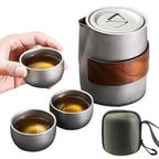 Camping Tableware Set 
Lightweight Titanium Coffee Pot Tea Kettle
 Outdoor Camping Kettle Set 3 Cups Tea Set For Hiking Picnic