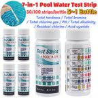 5-1 Bottle Water Test PH Strips 50/100 Pcs/bottle 7-in-1 Residual Chlorine Value Alkalinity Hardness Tester for Aquarium Pool