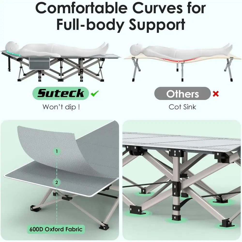 Double Layer Portable Camping Cot with Carry Bag - Ideal for Outdoor, Beach, and Travel