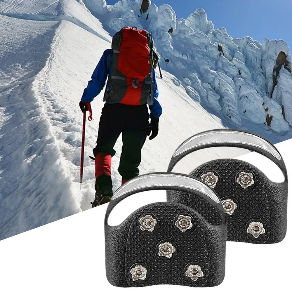 Snow Shoe Spikes Anti-Slip Stainless Steel Gripper Spike ice Cleats Snow Grips Reflective Climbing Crampons