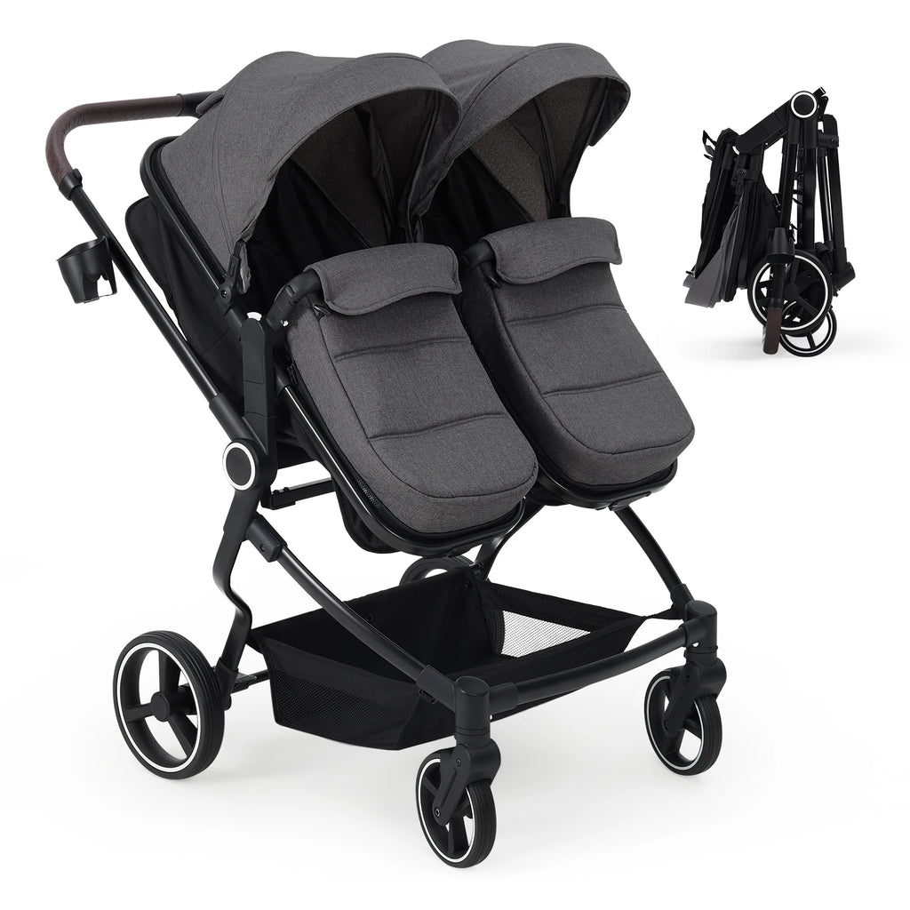 Double Stroller for Newborn and Toddler, 
 with Lightweight Compact Fold, Adjustable Cancline