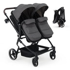Double Stroller for Newborn and Toddler, 
 with Lightweight Compact Fold, Adjustable Cancline