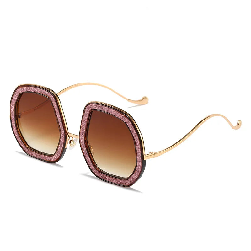 Oversized Polygon Sunglasses Women 2022 Luxury Diamond Shiny Crystal 
Men Shade Hipster Party Eyewear
