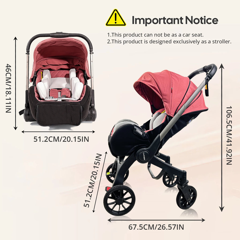Multi-functional baby stroller, Foldable , Outdoor handcart, Adjustable backrest, Bidirectional push high view